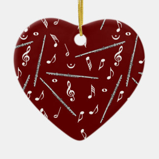Ornamento De Cerâmica Padrão de Nota de Música Flute