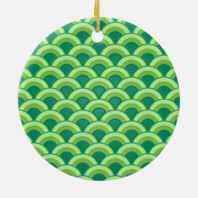 Ornamento De Cerâmica Padrão de onda Art Deco - jade verde (Traseira)