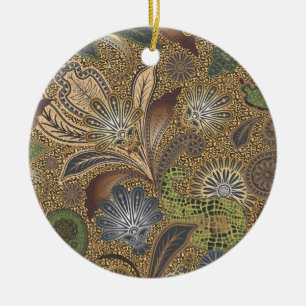 Ornamento De Cerâmica Padrão de Paisley de Impressão Animal