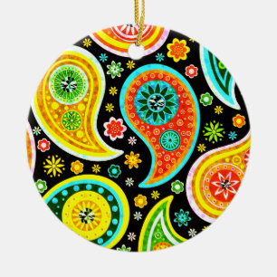 Ornamento De Cerâmica Padrão de Paisley Moderno - Estacas Diamond