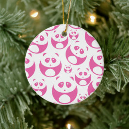 Ornamento De Cerâmica Padrão de Panda Branca e Rosa Bebê Kawaii