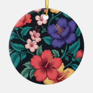 Ornamento De Cerâmica Padrão de repetição de flor silvestre