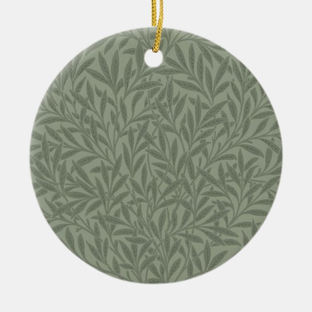 Ornamento De Cerâmica Padrão de Salgueiro William Morris Antigo Verde Sa (Frente)