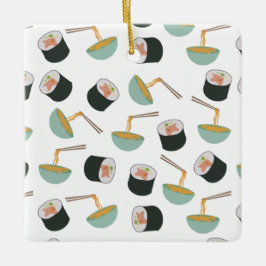 Ornamento De Cerâmica Padrão de Sushi e Noodles