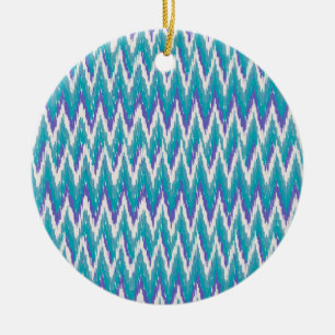 Ornamento De Cerâmica Padrão de Teal e Ametyst de Kat ZigZag