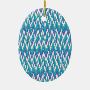 Ornamento De Cerâmica Padrão de Teal e Ametyst de Kat ZigZag