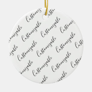 Ornamento De Cerâmica Padrão de Texto de Script Moderno Editável Preto