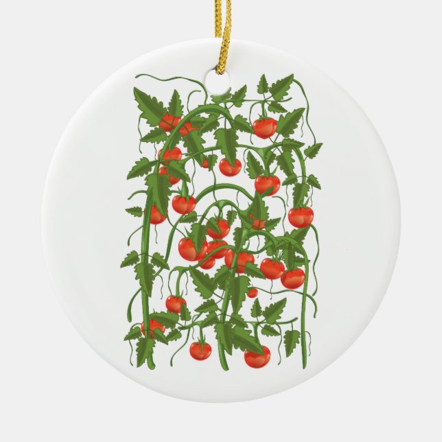 Ornamento De Cerâmica Padrão de Tomates (Frente)