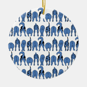 Ornamento De Cerâmica Padrão de Traseros de Cachorro Azul