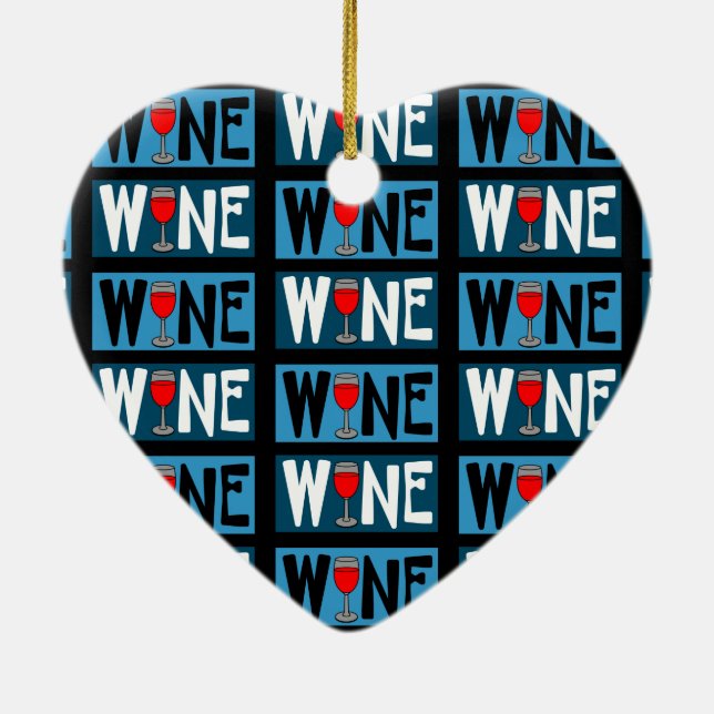 Ornamento De Cerâmica Padrão de Vidro de Vinho Vermelho (Verso)