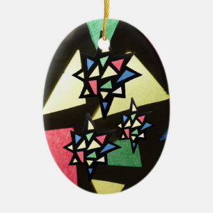 Ornamento De Cerâmica Padrão de Vidro Estreitado com 3 Estrelas Ornament