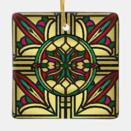 Ornamento De Cerâmica Padrão de Vintagem de Vidro Armazenado em Dourado