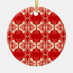 Ornamento De Cerâmica Padrão de wallpaper Art Deco - vermelho e branco