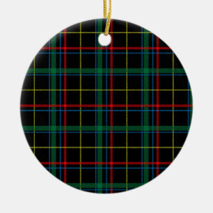 Ornamento De Cerâmica Padrão de xadrez de Tartan, verde e vermelho,