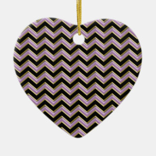Ornamento De Cerâmica Padrão de Zigzag Preto Dourado Ametist
