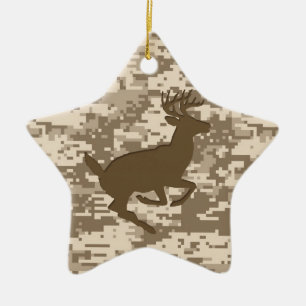 Ornamento De Cerâmica Padrão Desert Beige Digital Camouflage Deer Camo