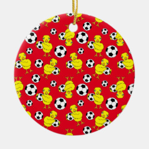 Ornamento De Cerâmica Padrão do Pintinho de futebol