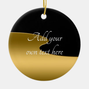 Ornamento De Cerâmica Padrão Dourado e preto elegante