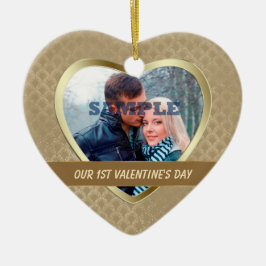 Ornamento De Cerâmica Padrão Dourado Elegante Nosso Primeiro Pedido de N