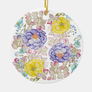 Ornamento De Cerâmica Padrão elegante de aquarela floral