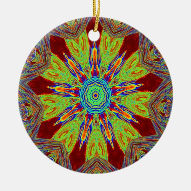 Ornamento De Cerâmica Padrão étnico europeu da Ásia africana (Frente)