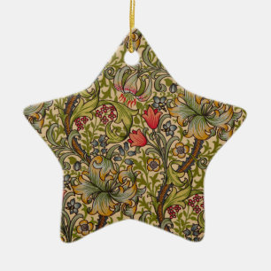 Ornamento De Cerâmica Padrão Floral Antigo Lírio Dourado de William Morr