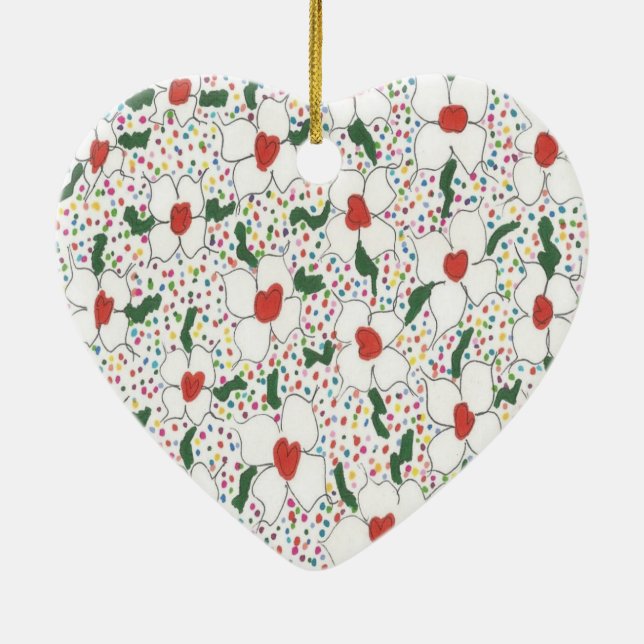 Ornamento De Cerâmica Padrão Floral Clássico (Verso)