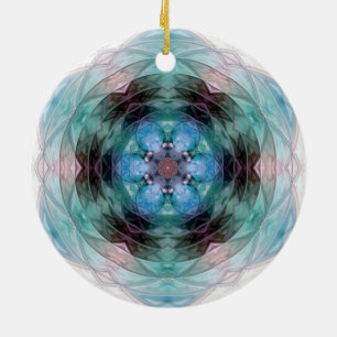 Ornamento De Cerâmica Padrão floral cor-de-rosa azul