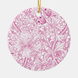 Ornamento De Cerâmica Padrão Floral Lírio Dourado de William Morris