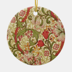 Ornamento De Cerâmica Padrão Floral Lírio Dourado de William Morris