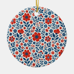 Ornamento De Cerâmica Padrão floral temático EUA/americano