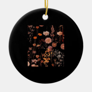 Ornamento De Cerâmica Padrão Floral - Whimsigoth Dark Cottagecore Escuro