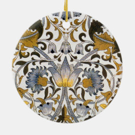 Ornamento De Cerâmica Padrão Floral William Morris Lodden: Azul Dourado 