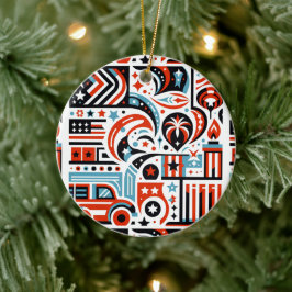 Ornamento De Cerâmica Padrão Generativo de 4 de Julho