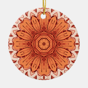 Ornamento De Cerâmica Padrão geométrico de margarina em Mandarin Orange