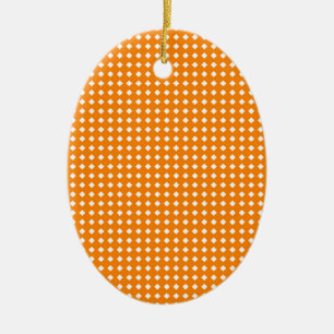 Ornamento De Cerâmica Padrão Geométrico Laranja e Branco Fofo