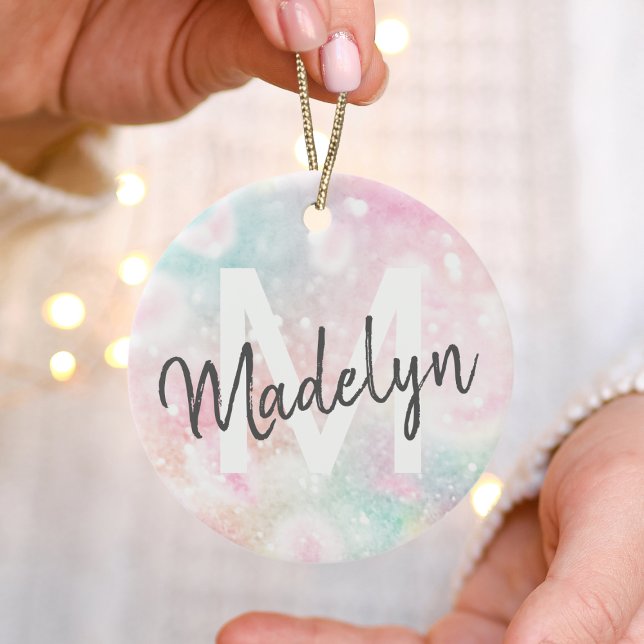 Ornamento De Cerâmica Padrão Girly De Pastel Com Glama Rosa (Criador carregado)