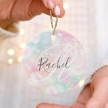 Ornamento De Cerâmica Padrão Girly De Pastel Com Glama Rosa<br><div class="desc">Personalize facilmente este padrão bonito de brilho do boque rosa com seu nome personalizado e/ou monograma.</div>