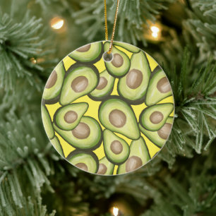 Ornamento De Cerâmica Padrão Gourmet Fresco Vegan Avocado