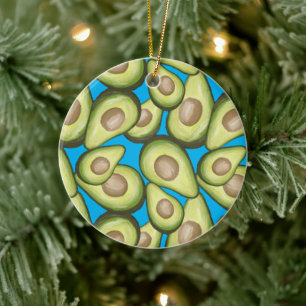 Ornamento De Cerâmica Padrão Gourmet Fresco Vegan Avocado