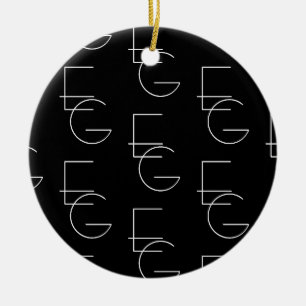 Ornamento De Cerâmica Padrão Inicial Moderno 2 Preto e Branco