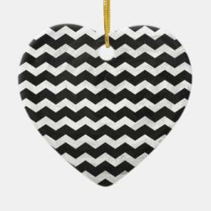 Ornamento De Cerâmica Padrão Kohl Black Chevron