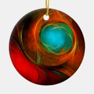 Ornamento De Cerâmica Padrão Legal de Abstrato de Arte Fina Azul Moderna
