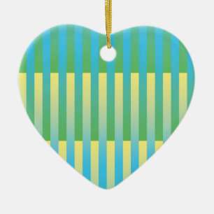 Ornamento De Cerâmica Padrão Listrado Azul Amarelo Verde