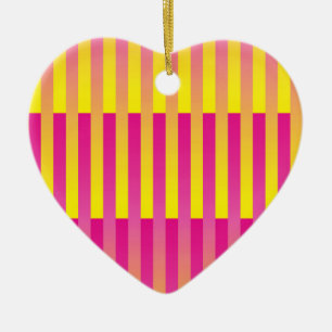 Ornamento De Cerâmica Padrão Listrado Laranja Amarelo Rosa