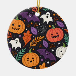 Ornamento De Cerâmica Padrão Mágico de Halloween Fofo
