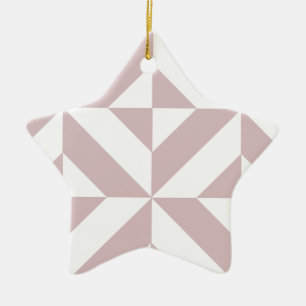 Ornamento De Cerâmica Padrão Mauve Geométrico Deco Cube