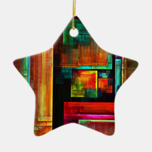 Ornamento De Cerâmica Padrão Moderno de Abstrato de Arte Quadrados Color