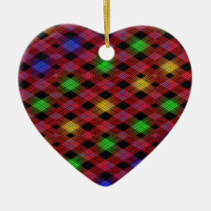 Ornamento De Cerâmica Padrão Multicolor De Verificação De Gingham