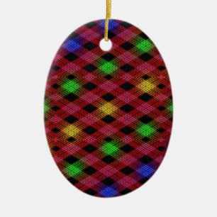 Ornamento De Cerâmica Padrão Multicolor De Verificação De Gingham